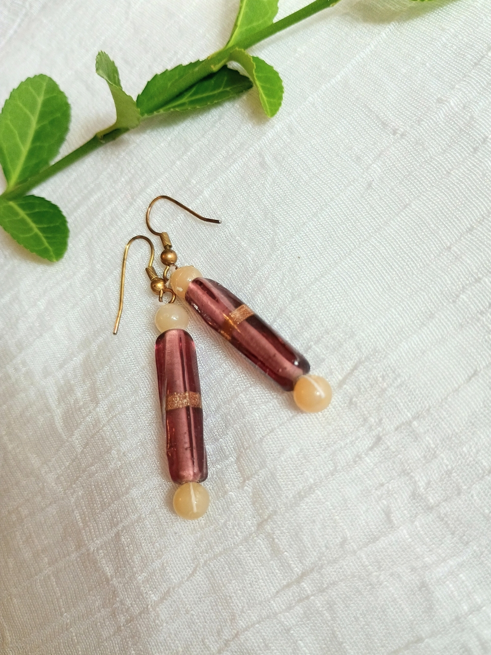 🐡 ECLECTIC CHIC 🐡 VTG Artisan Italian Glass & Gemstone Thread-Made Earrings